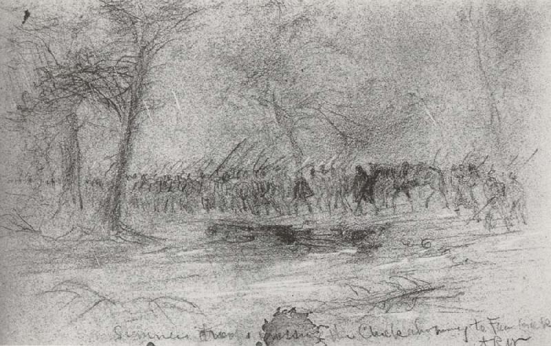 Alfred R. Waud Sumner Crossing Chichahominey,Battle of Seven Pines May 31 oil painting picture